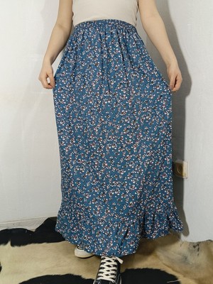 Hoaryage Beli Lastikli Altta Tek Kat Fırfırlı Viskon Kumaş Etek %100 Pamuk 36-44BEDEN