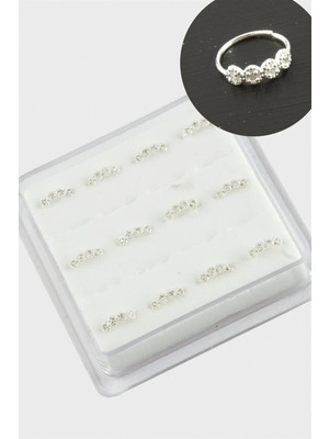 Ronanna Zirkon Tek Taş Halka Gümüş Hızma 12 Adet