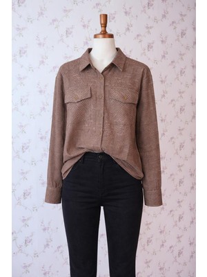 Aleksandrit Butik Kahverengi Oduncu  Mevsimlik Simli Gömlek