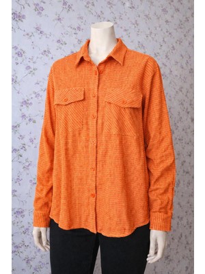 Aleksandrit Butik Turuncu Simli Oduncu Mevsimlik Gömlek