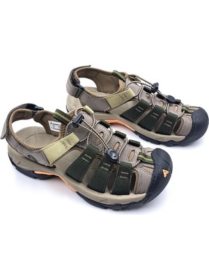 Humtto HM710445B Burnu Kapalı Bej Haki Yeşil Kadın Unisex Outdoor Trekking Spor Sandalet