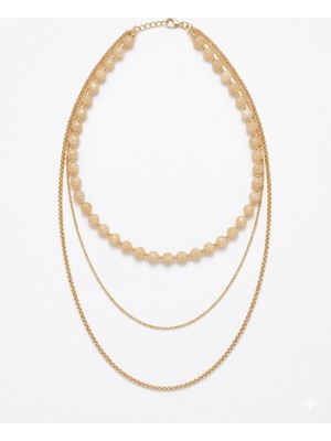 Zincir Detaylı Inci 3lü Kolye Seti