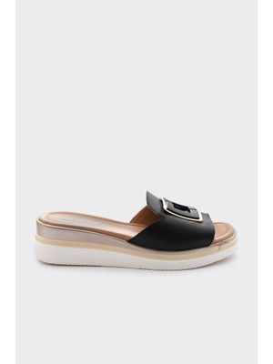 Derinet Hakiki Deri Günlük Tokalı Kadın Terlik