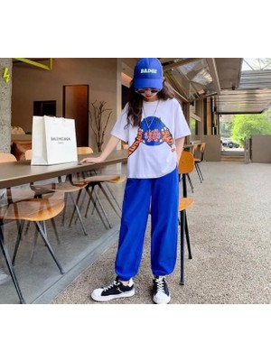 Punix Kids Punıx Kıds Hıp Hop Sokak Stili Baskılı Yüksek Kalite Yazlık Kız Çocuk Alt Eşofman  T-Shırt   Alt Üst Takım