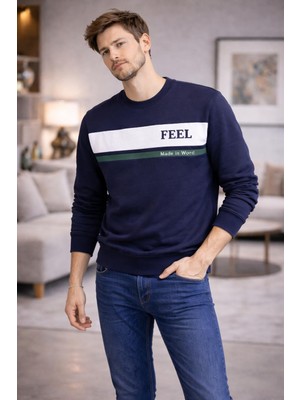The Feel Marcel Erkek Dar Kesim Flim Fit Bisiklet Yaka Desenli Kazak
