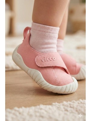 Vicco Unisex Ortopedik Hafif Kız-Erkek İlk Adım Ayakkabısı Pudra Renkli Hazır Taban