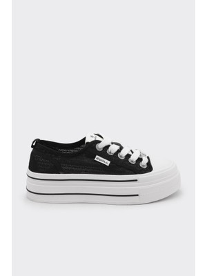 Derinet Bağcıklı Taş Aksesuarlı Kadın Sneaker