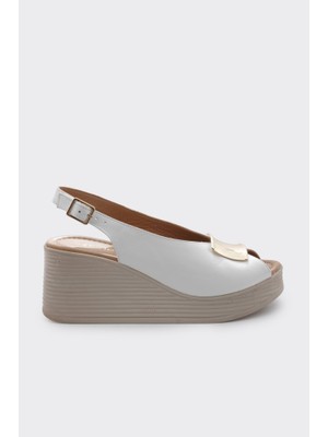 Derinet Hakiki Deri Dolgu Taban Kadın Sandalet