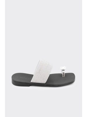 Derinet Parmak Arası Taşlı Kadın Terlik