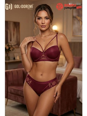 Le Jardin Premium Kadın Push-Up Destekli Dolgulu Straplez Askıları Çıkarılabilen Kutulu Sütyen ve Külot Takım