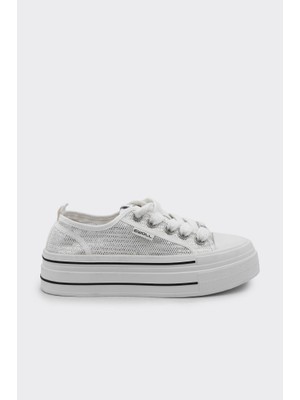 Derinet Bağcıklı Taş Aksesuarlı Kadın Sneaker