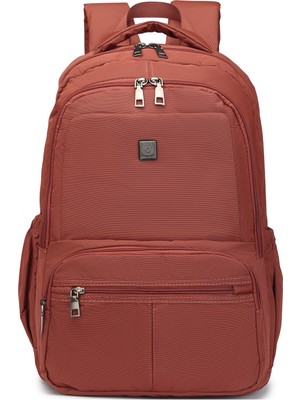 Smart Bags Smart Su Geçirmez  Çift Gözlü Büyük Boy Ortaokul ve Lise Sırt Okul Çantası Kiremit