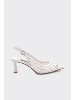 Derinet Arkası Açık Taşlı Kadın Abiye Ayakkabı