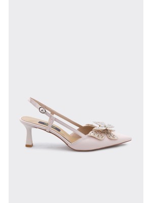 Derinet Taşlı Fiyonklu Kadın Abiye Ayakkabı