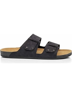 Look Life S963.020 Erkek Büyük Ayak Çift Bant Comfort Terlik Siyah