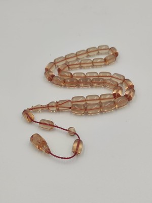 Altuntaş Aksesuar Usta Işcilikli Şeffaf Beyaz Ateş Kehribar Tesbih 8 * 12 mm  Kapsul Kesim Takımlı Sistemli