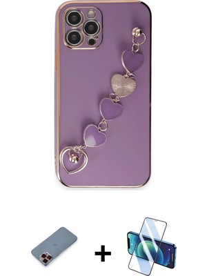 Cepte Toptan iPhone 12 Pro Max Nova Işık Prime - Siyah 3D Antistatik Cam Ekran Koruyucu + Kırmızı Metal Kamera Lens Koruma Cam