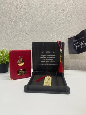 Fırtına Armağan Kişiye Özel Ahşap Kutulu Yasin Kitabı Seti | Tesbih ve Ahşap Ayraçlı Islami Hediye Seti