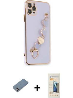 Cepte Toptan iPhone 11 Pro Nova Işık Prime - Siyah 6d Mat Seramik Hayalet Nano Ekran Koruyucu + Gökkuşağı Shine Kamera Lens Koruma Cam