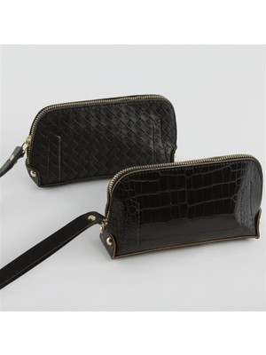 Ronanna Karışık Desenli Siyah Dikdörtgen Deri Cüzdan