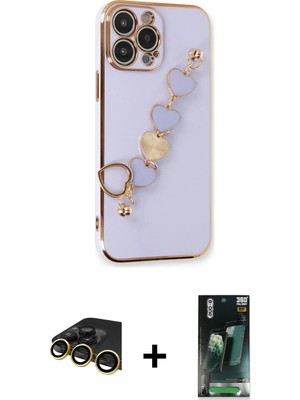 Cepte Toptan iPhone 14 Pro Max Nova Işık Prime - Siyah 360 Mat Full Body Arka Koruyucu + Gold Raze Metal Kamera Lens