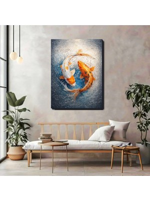 Artprinta Koi Balıkları Kanvas Tablo – Feng Shui Temalı Modern Duvar Dekoru