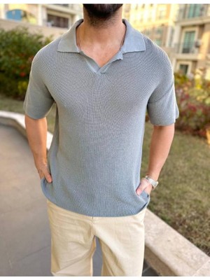 Elku Moda Tişört Terletmez Pamuklu T-Shirt Yumuşak Dokulu Oversize Tshirt Polo Yaka Rahat Kesim Triko Tişört
