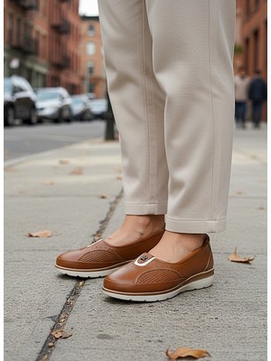 KAFKASLAR AYAKKABI Tam Ortopedik Hakiki Deri Tarak Kemiği Için Esnek Kadın Babet Ayakkabı