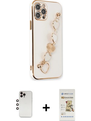 Cepte Toptan iPhone 12 Pro Max Nova Işık Prime - Siyah Mat Seramik Nano Ekran Koruyucu + Gökkuşağı Shine Kamera Lens