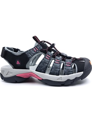 Humtto HM710445B Burnu Kapalı Kırçıllı Gri Siyah Kadın Unisex Outdoor Trekking Spor Sandalet