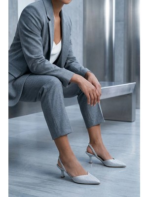 Stilbagshoes Angela Sim Detaylı Şeffaf Abiye Ayakkabı Gümüş
