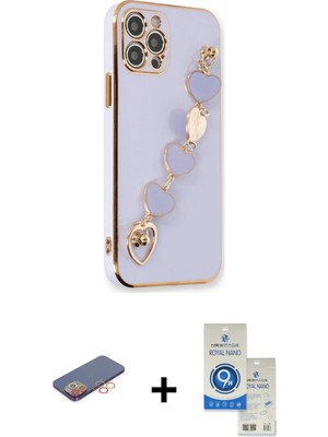 Cepte Toptan iPhone 12 Pro Max Nova Işık Prime - Şeffaf Royal Nano Ekran Koruyucu + Turuncu Renkli Kamera Lens Koruma Cam