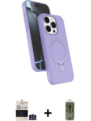 Cepte Toptan iPhone 14 Pro Max Iz Işık Koleksiyonu - Siyah Joko Magic 5d Hayalet Cam + Derin Mor Bilvis Titan Kamera Lens