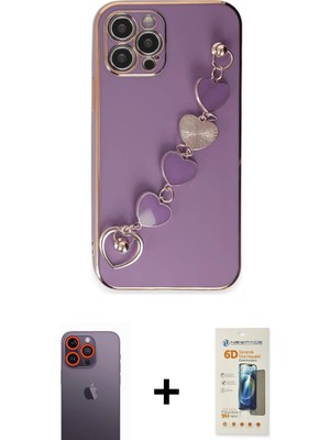 Cepte Toptan iPhone 12 Pro Nova Işık Prime - Siyah 6d Mat Seramik Hayalet Nano Ekran Koruyucu + Turuncu Neon Fosforlu Kamera Lens