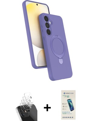 Cepte Toptan Galaxy A55 5g Iz Işık Koleksiyonu - Şeffaf Pasifik Cam Ekran Koruyucu + Şeffaf Kamera Lens Koruma Cam