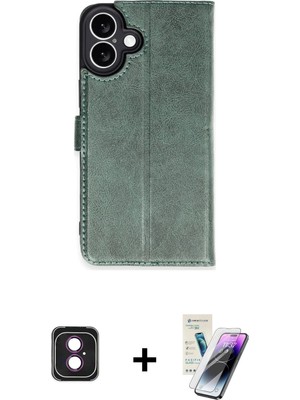 Cepte Toptan iPhone 16 Siluet Işık Serisi - Şeffaf Pasifik Cam Ekran Koruyucu + Pembe Pvd Metal Kamera Lens