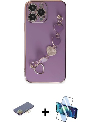 Cepte Toptan iPhone 13 Pro Max Nova Işık Prime - Siyah 3D Antistatik Cam Ekran Koruyucu + Sarı Renkli Kamera Lens Koruma Cam