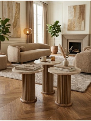Future Decor Home 3lü Bohem Sehpa Mantar Sehpa