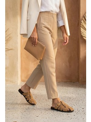 Stilbagshoes Lynda Ön Kapalı Trok ve Toka Detaylı Kadın Terlik Taba