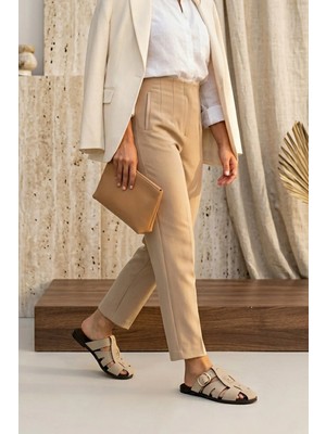 Stilbagshoes Lynda Ön Kapalı Trok ve Toka Detaylı Kadın Terlik Bej