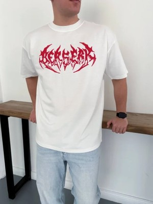 Buğrahayalin Erkek Baskılı T-Shirt Yazlık Kısa Kol Bisiklet Yaka Rahat Kalıp Tişört - Beyaz
