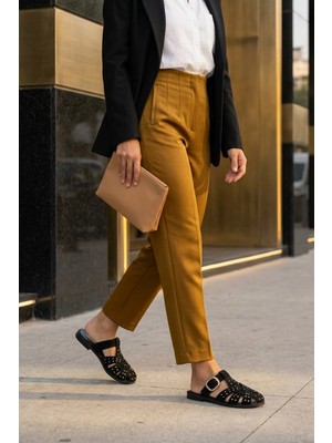 Stilbagshoes Doris Ön Kapalı Trok Detaylı Kadın Terlik Siyah