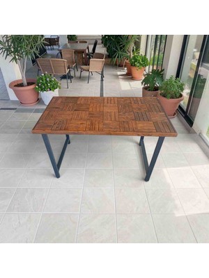 Mirrorss Ahşap Ceviz Renk Balkon Bahçe Mutfak Masası 120 x 60 cm Retro Tasarım