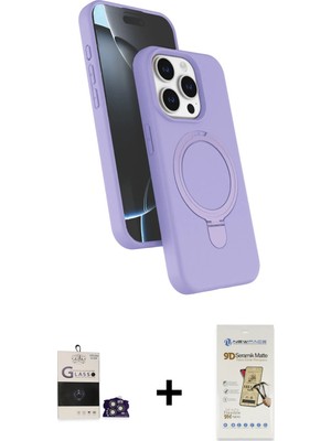 iPhone 14 Pro Max Iz Işık Koleksiyonu - Siyah Mat Seramik Nano Ekran Koruyucu + Gümüş Bilvis Titan Kamera Lens