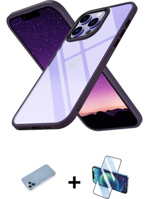 Cepte Toptan iPhone 13 Pro Max Nova Işık Serisi - Siyah 3D Antistatik Cam Ekran Koruyucu + Mavi Shine Kamera Lens Koruma Cam