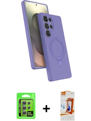 Cepte Toptan Galaxy S24 Ultra Iz Işık Koleksiyonu - Siyah Autokit 5in1 Fiber Polymer Nano Ekran Koruyucu + Gümüş Raze Metal Kamera Lens