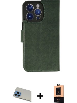 iPhone 13 Pro Max Siluet Işık Serisi - Şeffaf Maxco Cam Ekran Koruyucu + Mavi Rainbow Kamera Lens Koruma Cam