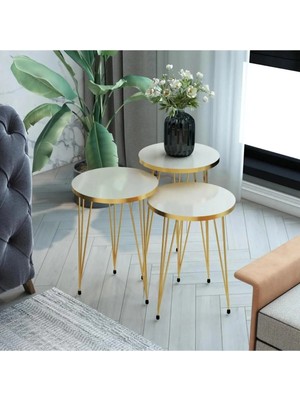 Mooncapella 3’lü Zigon Sehpa Seti Yan Sehpa Orta Sehpa