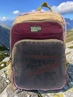 Old Cotton Cargo Kaliteli Renkli Vintage Disayn Sırt Gezi Okul Seyahat Çantası 30 cm x 42 cm