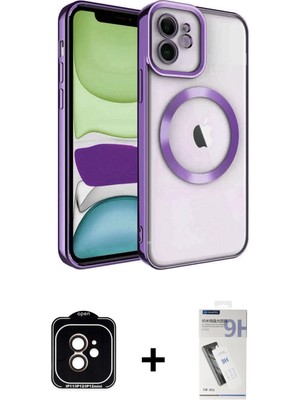 Cepte Toptan iPhone 11 Nova Işık Özel Seri - Şeffaf Uv Polymer Nano Ekran Koruyucu + Turuncu Pvd Metal Kamera Lens